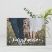 Gelukkige Pawholidays Hond Horizontale Foto Kerstm Feestdagenkaart (Staand voorkant)