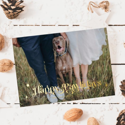 Gelukkige Pawholidays Hond Horizontale Foto Kerstm Folie Feestdagenkaart