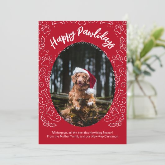 Gelukkige Pawholidays Hond Huisdier Kerstkaart Kaart (Staand voorkant)