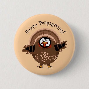 Gelukkige PengsGiving Kalkoen Ronde Button 5,7 Cm
