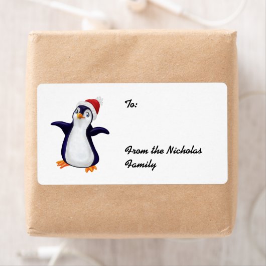 Gelukkige Penguin Kerstmis Present labels (L) (Insitu)