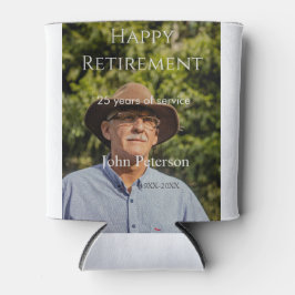 Gelukkige pensioenfoto naam jaar van dienst blikjeskoeler