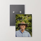 Gelukkige pensioenfoto naam jaar van dienst button (Voorkant / Achterkant)