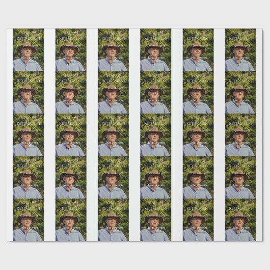 Gelukkige pensioenfoto naam jaar van dienst cadeaupapier (Vlak)