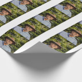 Gelukkige pensioenfoto naam jaar van dienst cadeaupapier (Hoek)