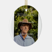 Gelukkige pensioenfoto naam jaar van dienst keramisch ornament (Rechts)