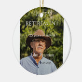 Gelukkige pensioenfoto naam jaar van dienst keramisch ornament (Links)