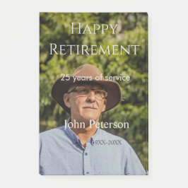 Gelukkige pensioenfoto naam jaar van dienst post-it® notes