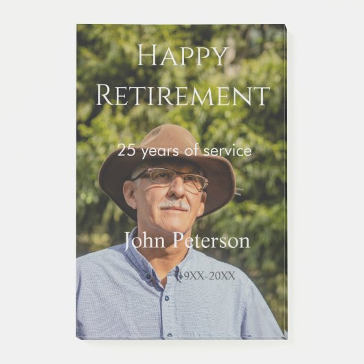 Gelukkige pensioenfoto naam jaar van dienst post-it® notes (Voorkant)