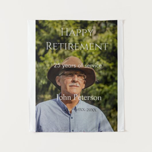 Gelukkige pensioenfoto naam jaar van dienst wandkleed (Voorkant)