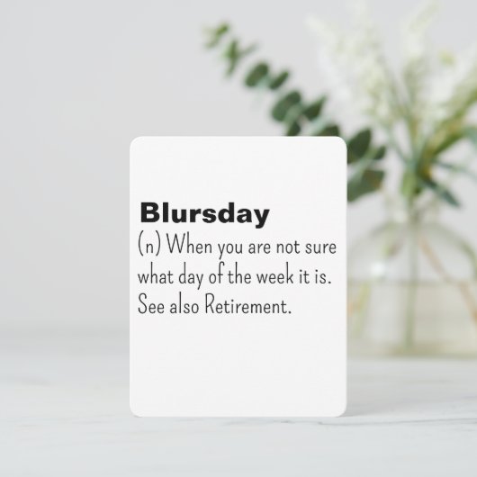 Gelukkige pensioenkaart, donderdag, grappig pensio feestdagenkaart (Staand voorkant)