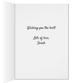 Gelukkige pensioenkaart met strand, zee en blauwe  (Binnen (Rechts))