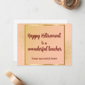 Gelukkige pensioenleraar notitiekaartje (Voorkant / Achterkant in situ)