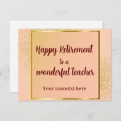 Gelukkige pensioenleraar notitiekaartje (Voorkant / Achterkant)