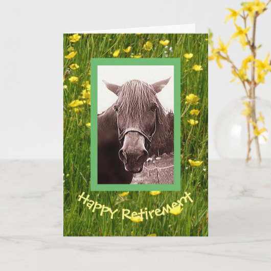 Gelukkige pensioenpaardenkaart kaart (Gele Bloem)