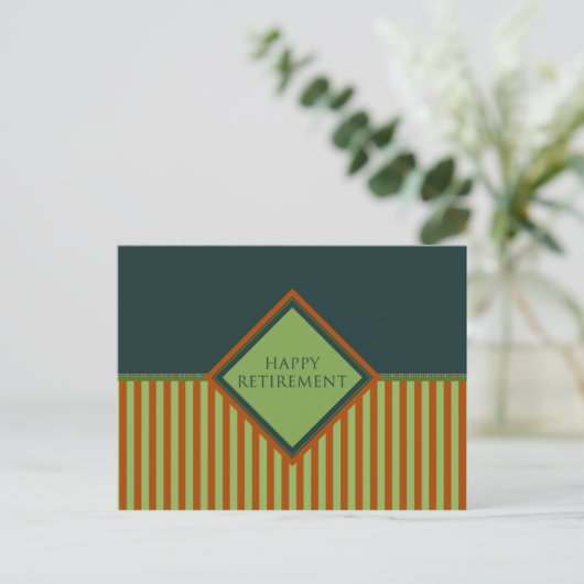 gelukkige pensionering (diamantStriped) Briefkaart (Staand voorkant)