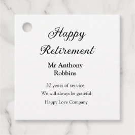 Gelukkige pensionering en naam jaren van dienst ge bedankjes labels