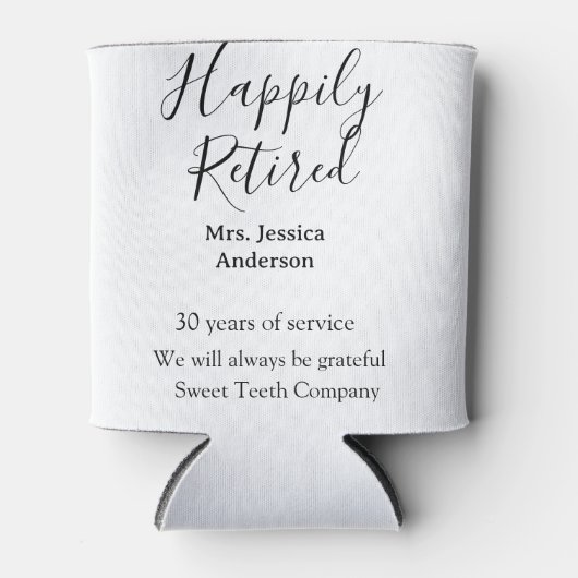 Gelukkige pensionering en naam jaren van dienst ge blikjeskoeler (Voorkant)