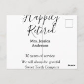 Gelukkige pensionering en naam jaren van dienst ge briefkaart (Achterkant)