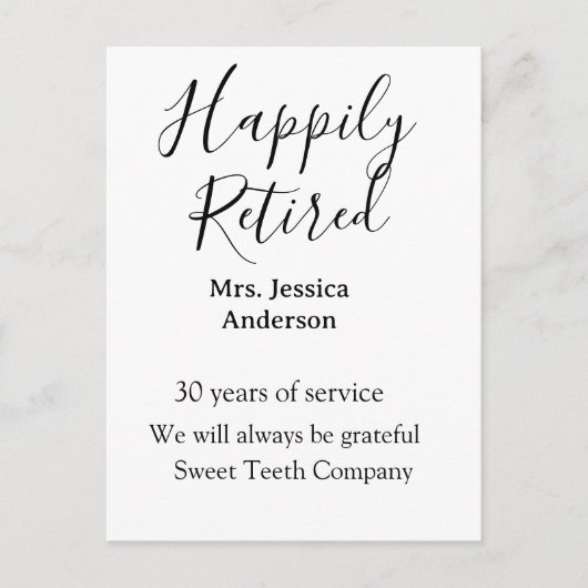 Gelukkige pensionering en naam jaren van dienst ge briefkaart (Voorkant)
