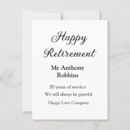 Gelukkige pensionering en naam jaren van dienst ge briefkaart