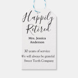 Gelukkige pensionering en naam jaren van dienst ge cadeaulabel
