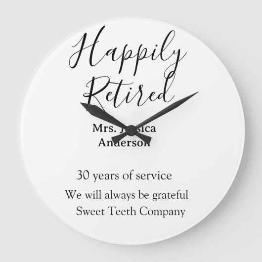 Gelukkige pensionering en naam jaren van dienst ge grote klok (Voorkant)