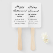 Gelukkige pensionering en naam jaren van dienst ge handwaaier (Voorkant en achterkant)