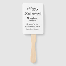 Gelukkige pensionering en naam jaren van dienst ge handwaaier