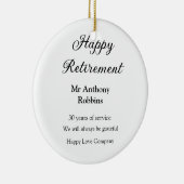 Gelukkige pensionering en naam jaren van dienst ge keramisch ornament (Rechts)