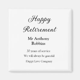 Gelukkige pensionering en naam jaren van dienst ge magneet