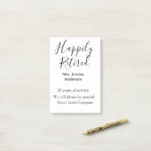 Gelukkige pensionering en naam jaren van dienst ge post-it® notes (Op bureau)