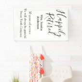 Gelukkige pensionering en naam jaren van dienst ge spandoek (Insitu)