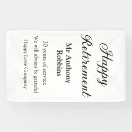 Gelukkige pensionering en naam jaren van dienst ge spandoek