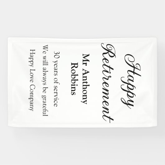 Gelukkige pensionering en naam jaren van dienst ge spandoek (Horizontaal)