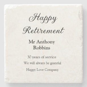 Gelukkige pensionering en naam jaren van dienst ge stenen onderzetter