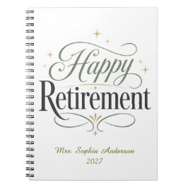 Gelukkige Pensionering Gepersonaliseerde Naam Notitieboek