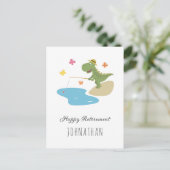 Gelukkige Pensionering Schattige Cartoon Dinosauru Briefkaart (Staand voorkant)