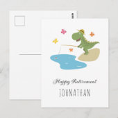 Gelukkige Pensionering Schattige Cartoon Dinosauru Briefkaart (Voorkant / Achterkant)