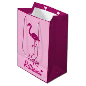 Gelukkige pensionering sparkly roze flamingo Aange Medium Cadeauzakje (Voorkant Gekanteld)