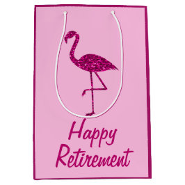 Gelukkige pensionering sparkly roze flamingo Aange Medium Cadeauzakje