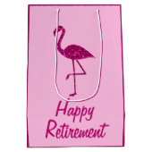 Gelukkige pensionering sparkly roze flamingo Aange Medium Cadeauzakje (Achterkant)