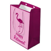 Gelukkige pensionering sparkly roze flamingo Aange Medium Cadeauzakje (Achterkant Gekanteld)