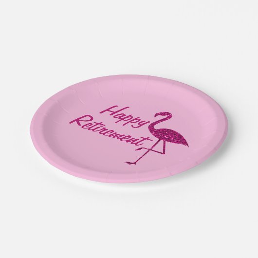 Gelukkige pensionering sparkly roze flamingo Aange Papieren Bordje (Gekanteld)