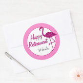 Gelukkige pensionering sparkly roze flamingo Aange Ronde Sticker (Envelop)