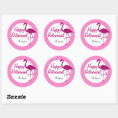 Gelukkige pensionering sparkly roze flamingo Aange Ronde Sticker (Vel)