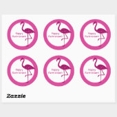 Gelukkige pensionering sparkly roze flamingo Aange Ronde Sticker (Vel)