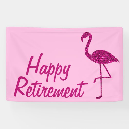 Gelukkige pensionering sparkly roze flamingo Aange Spandoek (Horizontaal)