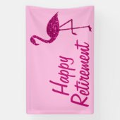 Gelukkige pensionering sparkly roze flamingo Aange Spandoek (Verticaal)