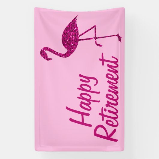 Gelukkige pensionering sparkly roze flamingo Aange Spandoek (Verticaal)